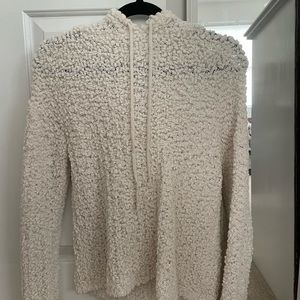 Boutique white sweater with hood - never worn, perfect condition